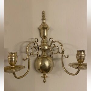 MCM 15”Ornate Double Candelabra Solid Brass Wall Mount Sconce Hollywood Regency